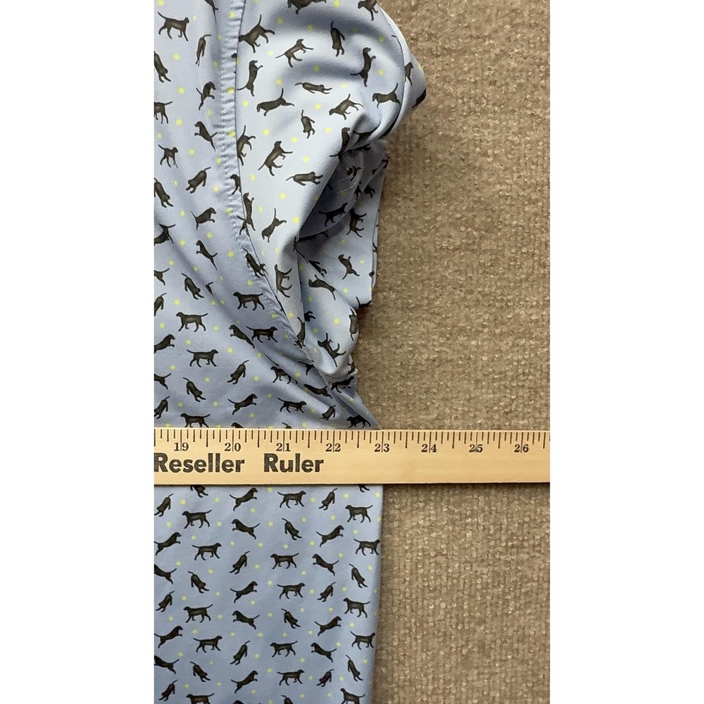 Rhoback Polo Shirt Mens Large Blue Dog Print Performance Golf Stretch - Picture 5 of 7